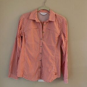 Orvis Coral and White Gingham Button-Front Shirt XS